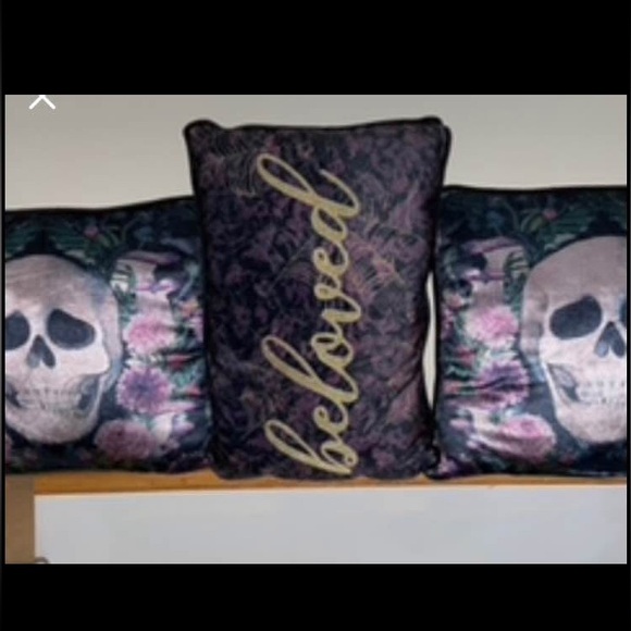 Gothic Skull Accent velvet Pillow trio Set - Picture 1 of 2